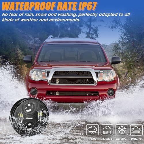 KARSAM Round LED Fog Lights for 2005-2011 Toyota Tacoma, 2007-2013 Tundra, 2004-2006 Solara, 2008-2015 Sequoia Accessories, Front Bumper Driving Fog lamp Plug and Play DOT Approved Fog Light Assembly
