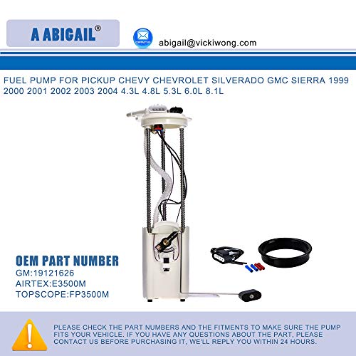 Fuel Pump E3500M Compatible with Chevy Pickup Silverado GMC Sierra 1999 2000 2001 2002 2003 2004 4.3L 4.8L 5.3L 6.0L 8.1L w/sending unit fuel pressure sensor