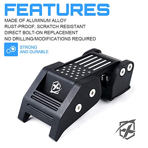 Xprite Aluminum Hood Latches with U.S. Flag, Adjustable Hood Latch Catches Kit Compatible with Jeep Wrangler JK JKU 2007-2018 & Jeep Wrangler JL JLU 2018-2026 Gladiator JT
