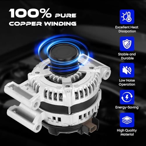 New Alternator for Chevy Malibu 2.0L 2.5L 2013-2015, for Impala 2.5L 2014 2015, for Buick Regal 2.0L 2014-2017 Envision 2.0L 2.5L 2017-2020, Replaces 11681 13592810 (2.0L Only for Turbocharged)