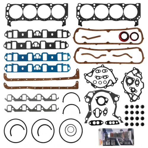 Partsflow Full Engine Gasket Set Compatible With 1963-1982 Ford 260 289 302 V8 4.3L 4.7L 5.0L, 260-1125