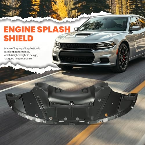 HECASA Engine Splash Shield Compatible with 2015-2023 Dodge Charger Replacement for 68202632AC 68202632AD CH1228130 Front Engine Splash Guard Plastic Black