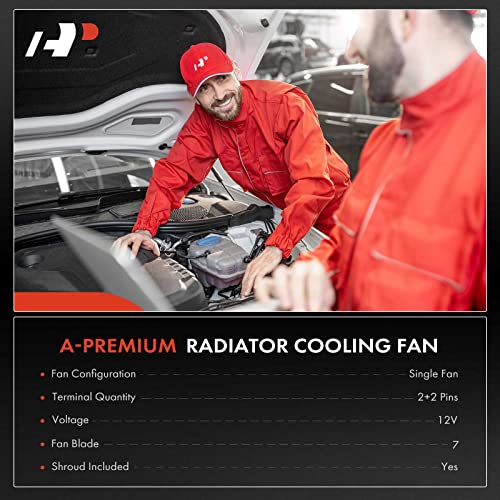 A-Premium Engine Radiator Cooling Fan Assembly Compatible with Select Nissan Models - Rogue Sport 2017-2022 L4 2.0L, Qashqai 2017-2022 L4 2.0L