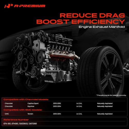 A-Premium L4 2.4L Exhaust Manifold Kit W/Gaskets Fit for Chevy Equinox 2013-2014, Captiva Sport 2013-2015 & GMC Terrain 2013-2014, Replaces 12633603, 12672961
