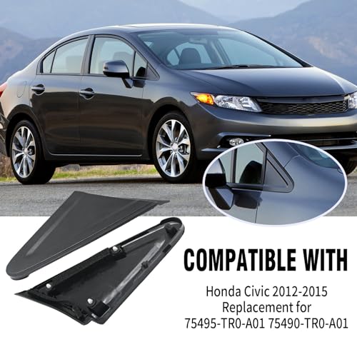 Aynaxcol Front Exterior Pillar for Left and Right Corner Trim Corner Garnish Assembly Replacement for Honda Civic 2012-2015 Replace# 75495-TR0-A01 75490-TR0-A01