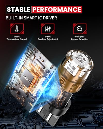 LASFIT 7443 LED Brake Tail Light Bulb, Super Bright 7444NA 7443R 7444 7440 7440A for Stop Parking Lights, W21W WY21W 992, Not for Trucks, Red (2pcs)
