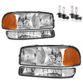 KarSpareHub Headlights Assembly for 99-07 GMC Sierra, Compatible with 99-06 GMC Yukon Headlamp Replacement Chrome Housing Driver & Passenger Side