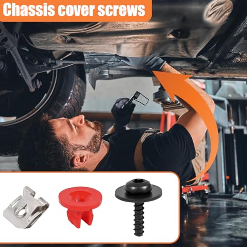 ZIMISI T30 Engine Splash Shield Guard Undertray Cover Screws Bolt Nut Clip Kit, Engine Splash Shield Guard Body Kit for Most Vehicles (30PCS)