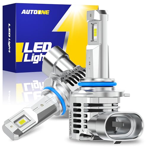 AUTOONE HIR2 9012 LED Bulbs 6500K White, 90000LM Plug and Play, IP68 Automotive Replacement HIR2 Lights, 2 PCS