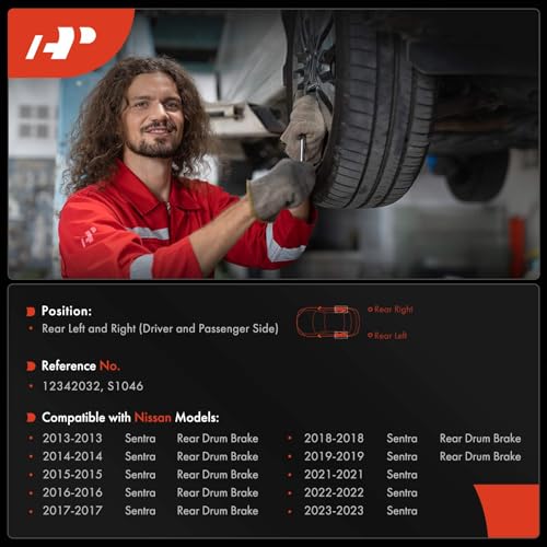 A-Premium 10.67 inch (271mm) Rear Brake Drums + Ceramic Shoes Set Compatible with Select Nissan Models - Sentra 2013-2019 2021-2023, 6-PC Set