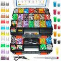 1221PCS Car Fuse Assortment Kit Mini &Standard Blade Tall/STD Profile Box Shaped Automotive Fuses with Fuse Puller and Circuit Tester, for Cars Trucks SUVs Boats, Double Sided Organizer