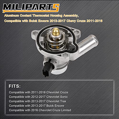 MILIPARTS Upgraded Aluminum Engine Coolant Thermostat Housing Assembly Compatible with Buick Encore 2013-2020 Chevy Cruze Sonic Trax 2011-2016 1.4L Replace 55579010