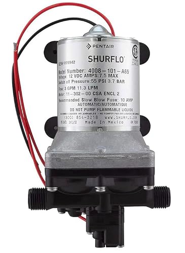 Shurflo 4008 101-A65 | 12V 3 Gallon RV replacement water pump | 3 Gallons per Minute | 55 psi | Lightweight | Suitable for RV, Marine & non-potable water application