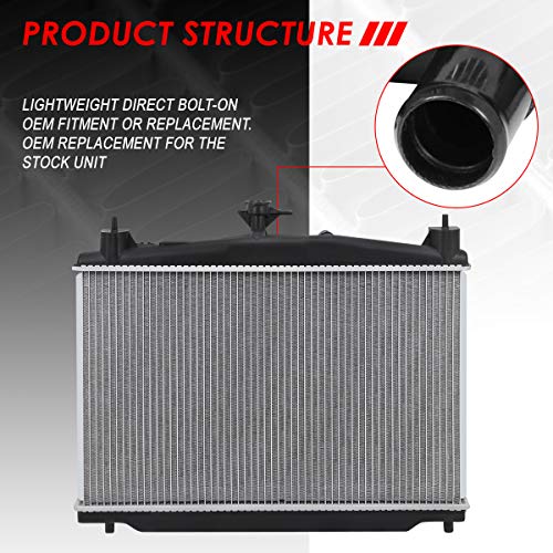 Auto Dynasty Radiator Compatible with 2011-2014 Mazda 2 AT MT, DPI 13233 Factory Style 1-Row Cooling Radiator, Aluminum Core