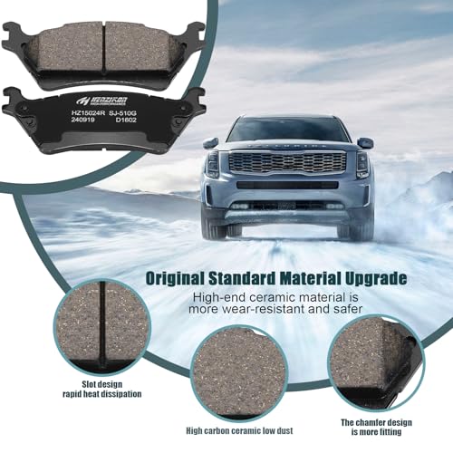 Ceramic Front and Rear Brake Pads Compatible with 2012-2014 Ford F-150 (with 6 Lugs or 7 Lugs Rotors),Compatible with 2015-2020 Ford F-150 (Models with Manual Parking Brake), D1414+D1602