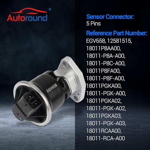 Autoround EGR Valve EGV658 Exhaust Gas Recirculation w/Gasket Fit For Honda Accord 98-07/ Pilot 03-08/ Odyssey 99-10/ Ridgeline, Acura MDX/TL/CL/RL, Saturn Vue, 3.0L 3.2L 3.5L 3.7L V6