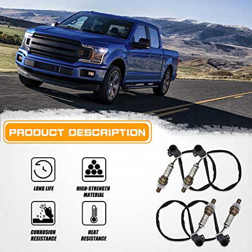 O2 Oxygen Sensor 15717 Downstream Upstream Compatible with Ford F150 F250 F350 Ranger Escape Explorer Lincoln Mazda Mercury Replaces 15716 15718 Set of 4