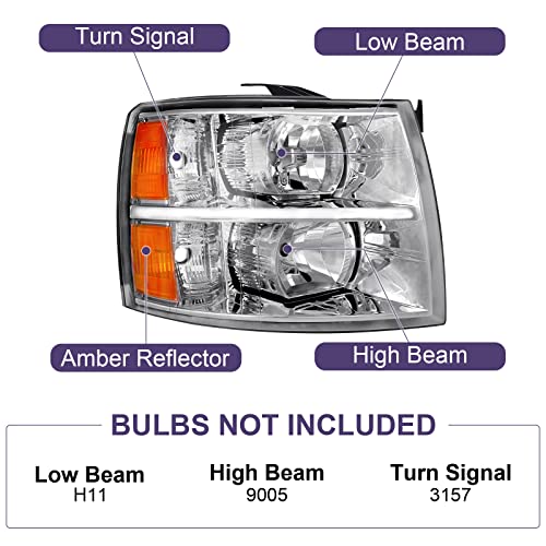 Bincmay Headlight Assembly Fit For 2007-2013 Chevy Silverado