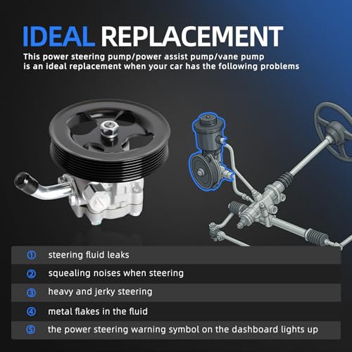 Loautong Power Steering Pump with Pulley, for Infiniti QX56 2004-2011, for Nissan Armada 2005-2009, for Nissan Pathfinder 2008-2010, for Nissan Titan 2004-2010, V8 5.6L, Replace 21-5366 96-5366