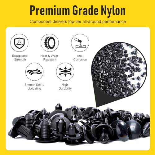 240PCS Car Bumper Retainer Clips Kit - Auto Plastic Rivets & Push Fasteners Set, Most Popular Sizes for Door Trim, Panel, Fender - Compatible with GM, Ford, Toyota, Honda, Chrysler