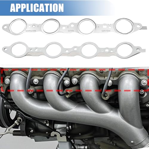 Sorello 2 PCS MLS Exhaust Header Manifold Gasket with Bolts Compatible with Cadillac CTS Escalade for Chevy Camaro Silverado GMC Pontiac for LS Engines 4.8L 5.3L 5.7L - Replaces 12617944 12600530