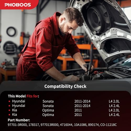 PHOBOOS A/C Compressor with Clutch Compatible with Hyundai Sonata 2011-2014 L4 2.0L/2.4L & Kia Optima 2011 L4 2.0L/2.4L. Ref. CO-11218C, 178317