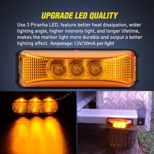Nilight 2PCS 3.9 Inch Front Rear Side Marker Lights 3 LED Amber Clearance Indicator Lamp Waterproof Sealed Surface Mounted for 12V Truck Trailer Camper RV