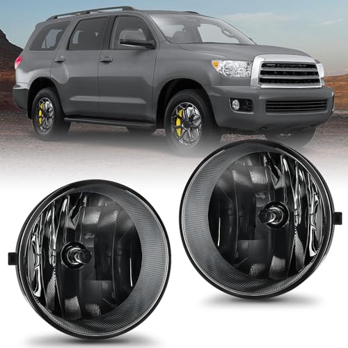 Nilight Fog Light Assembly Compatible with Toyota 2005 2006 2007 2008 2009 2010 2011 Tacoma 2007-2013 Tundra 2008-2017 Sequoia 2004-2006 Solara Smoke Lens w/H10 42W Bulbs