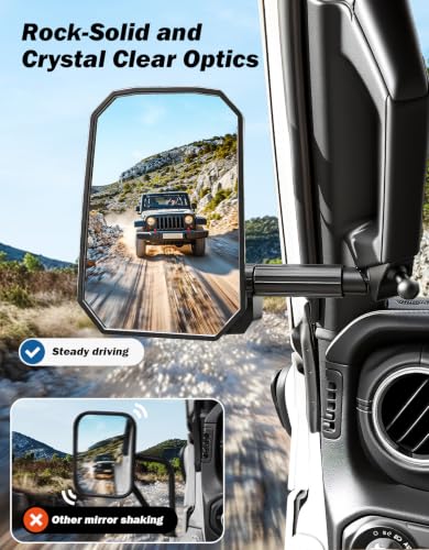 JOYTUTUS Mirrors Doors Off Compatible with 2018-2023 Wrangler JL/JLU & Gladiator JT, JL Side Mirrors with Ball Adapter, Wider View No Vibrate & Wobble (NOT FIT 2024-2026 Wrangler & Gladiator JT)