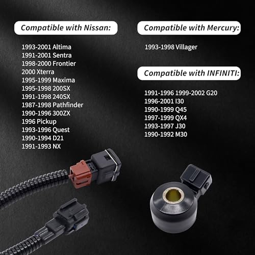 HiSport 22060-30P00 Knock Sensor with Harness Wire - Compatible with Infiniti G20 I30 Q45 QX4 J30 M30 Nissan Altima Sentra Frontier Xterra Maxima 200SX 240SX 300ZX Pathfinder Pickup Quest D21 NX