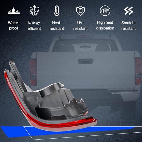 Misakomo Tail Light Assembly Compatible with 2004-2012 Chevy Colorado/GMC Canyon, Left & Right Halogen Rear Tail Lamps, Brake Taillight Housing Replaces GM2800164 GM2801164
