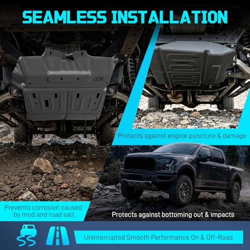 ML3Z-7222-D Engine Splash Shield | Upgraded 2.4mm Manganese Steel Splash Panel Shield F150 | Compatible with 2015-2024 Ford F150 Gasoline Engine | Diaper/Rear Engine Splash Shield Under Cover