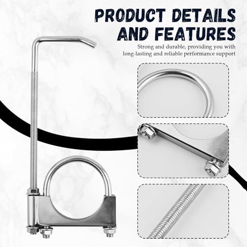 3 Inch Exhaust Hangers,Heavy Duty Adjustable 3 Exhaust Clamp with Muffler Hanger for Muffler Pipe Vibration Damping and Fixing,Universal Exhausts Hanger Rod Car Accessories