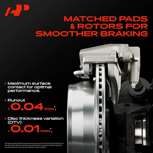 A-Premium Front & Rear Drilled and Slotted Disc Brake Rotors + Ceramic Pads Kit Compatible with Select Nissan and Suzuki Models - Frontier 2005-2019, Xterra 2005-2015, Equator 2009-2012, 12-PC Set