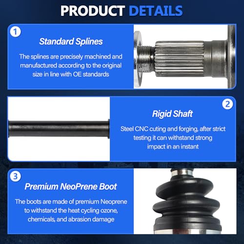 Maxfavor CV Axle Front FWD Replacement for Honda Civic 2006 2007 2008 2009 2010 2011 2.0L Si/MUGEN Si 4Cyl Manual, 2 pcs CV Axle Joint Shaft Assembly Driver and Passenger Side