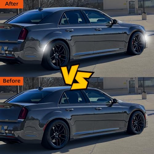 DouMmantn LED Side Marker Light Compatible with Chrysler 300 for Chrysler 300s for Chrysler 300c 2015 2016 2017 2018 2019 2020 2021 2022 2023 2024 Front Rear Side Marker Light, Smoked Lens, 4PCS