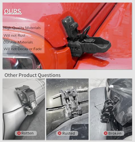 Locking Hood Latch with Keys, Jeep Hood Latch Compatible with 2018-2026 Jeep Wrangler JL JLU Jeep Gladiator JT, Anti-Theft Hood Lock Catch Latch Accessories, Dust & Water Resistant, 1 Pair(Not for JK)