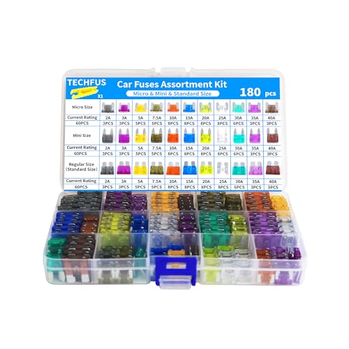 Car Fuses 180 Pcs Automotive Fuse Assortment Kit,Includes Mini, Standard & Micro Blade Fuses&Puller-for Car/RV/Truck/Motorcycle/Boat(2Amp 3A 5A 7.5A 10A 15A 20A 25A 30A 35A 40A)