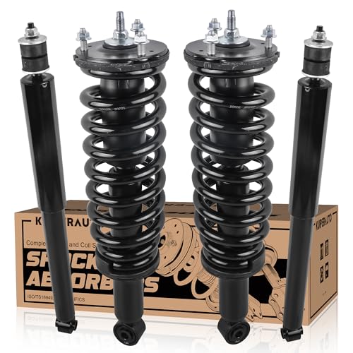 KUIPERAUTO 171348L 171348R 37240 4PCS Complete Front Rear Struts Assembly Compatible for 2001-2007 Toyota Sequoia (4WD RWD) Front & Rear Coil Spring Shock Absorber