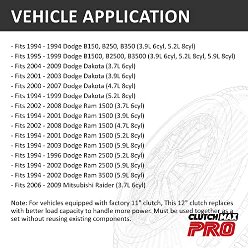 CMPRO OEM Clutch Kit fits 94-09 Dakota Ram 1500 3.7L 3.9L 4.7L 5.2L 5.9L