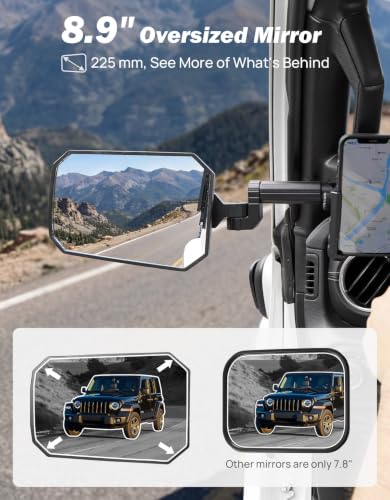JOYTUTUS Mirrors Doors Off Compatible with 2018-2023 Wrangler JL/JLU & Gladiator JT, JL Side Mirrors with Ball Adapter, Wider View No Vibrate & Wobble (NOT FIT 2024-2026 Wrangler & Gladiator JT)