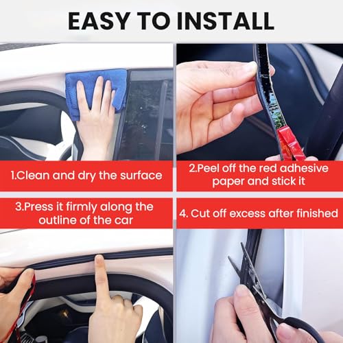 Car Door Rubber Seal Strip, Universal Automotive Weather Stripping Double Layer Self-Adhesive Weatherstrip, Soundproof Sealing Strip for Cars, Trucks, RVs, Pickups (16.4FT)