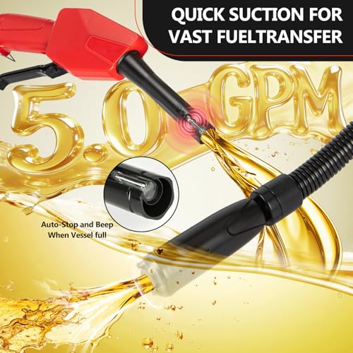Vierkate 5GPM Cordless Fuel Transfer Pump,Auto-Stop & Hand Nozzle, Compatible with DeWalt 20V & Milwaukee 18V Batteries, 51'' hose,Vertical Operated Gas Can Pump for Diesel,Gasoline(Bare Tool)