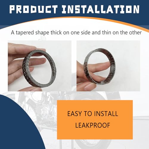 Icyhaws 2PCS Cone Exhaust Gasket, Made of Graphite and Steel, Compatible with 1984-Later Most Harley Davidson Touring, Sportster, Bikes, Softail, Dyna, etc.