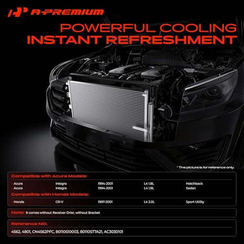 A-Premium Air Conditioning A/C Condenser Compatible with Honda CR-V 1997-2001 & Acura Integra 1994-2001, 1.8L 2.0L