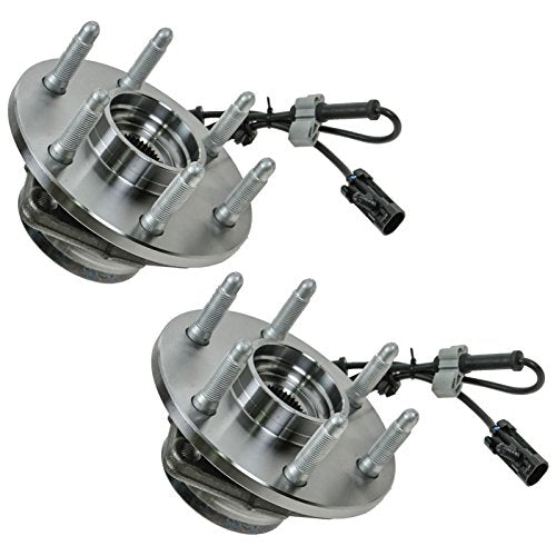 TRQ Front Left and Right Wheel Bearing and Hub Assembly 2 Piece Set 4WD Compatible with 99-06 Silverado/Sierra 1500 4X4 01-06 Tahoe/Yukon/Suburban 4WD 02-06 Escalade AWD