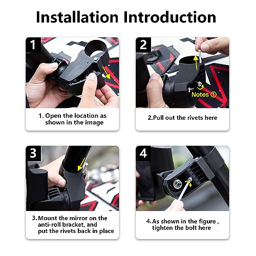 SHEJISI UTV Side Mirrors,You No Longer Need to Adjust by Hand,Innovative Automatic Reset Function,for 1.5"-2.0" Roll Cage,Compatible with Polaris RZR,Can Am Maverick,Honda Pioneer SXS,Kawasaki Mule
