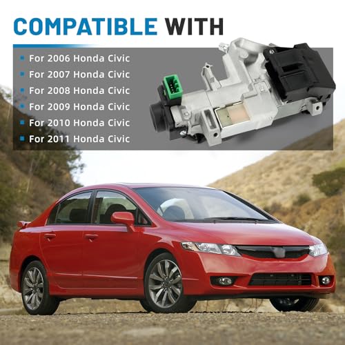 Aumzong 06350-SAA-G30 Ignition Switch Lock Cylinder Assembly with 2 Remote Keys 46 Electronic Chips Compatible with Honda Civic 2006 2007 2008 2009 2010 2011 Replacement# 35100-SDA-A71