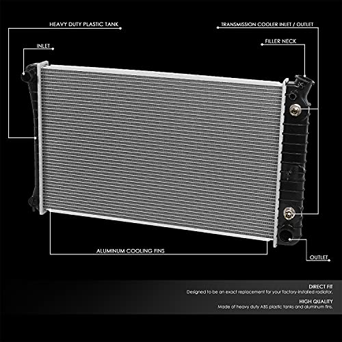 DNA Motoring OEM-RA-709 OE Style 1-Row Aluminum Core Radiator Compatible with 81-86 C/K 1500 2500 3500,28-1/4" W X 17-1/4" H X 1-1/4" D,1-5/16" Inlet / 1-9/16" Outlet