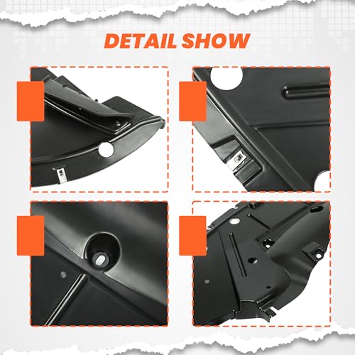 HECASA Engine Splash Shield Compatible with 2015-2023 Dodge Charger Replacement for 68202632AC 68202632AD CH1228130 Front Engine Splash Guard Plastic Black